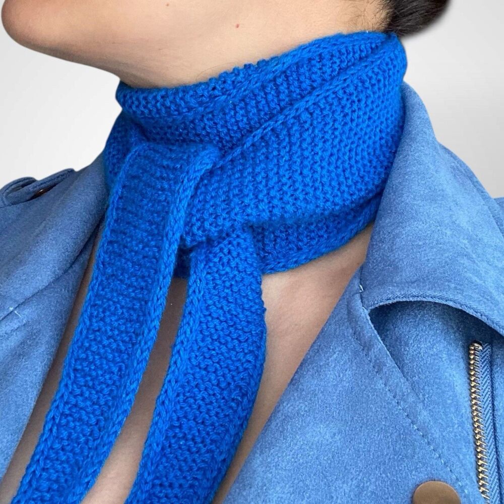 Sophie Scarf Blue Cashmere Neck Warmer Hand Knit Women Neckerchief Gift for Her